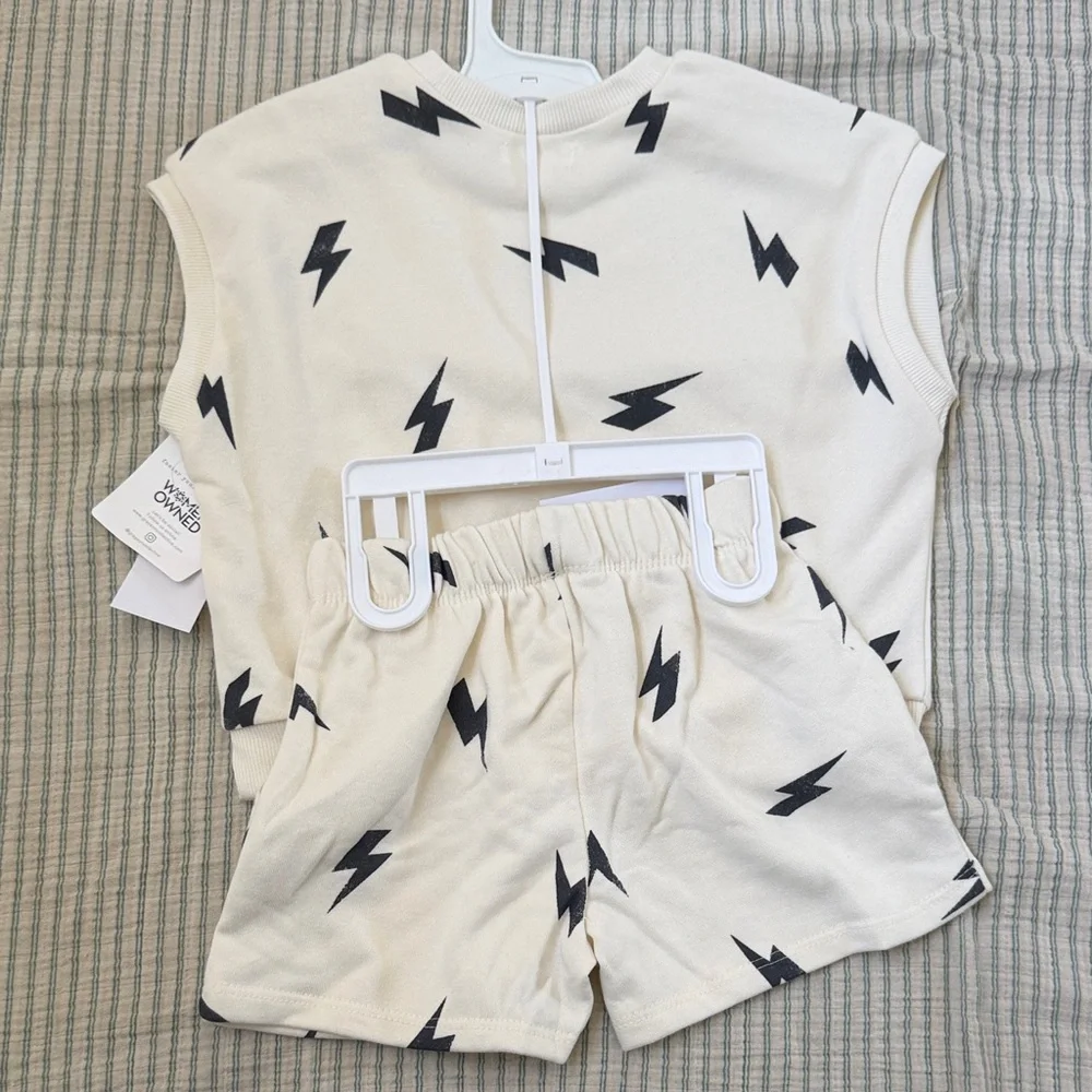 Grayson Mini Cream Lightning Bolt Knit Tank & Shorts Set